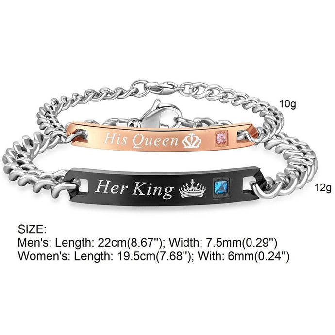 Stainless Steel Her King His Queen Bracelets