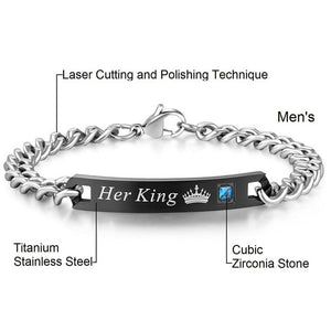 Stainless Steel Her King His Queen Bracelets